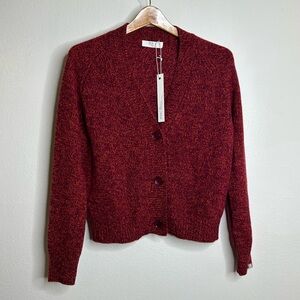 NWT NEW OGD 100% Cashmere Red Flecked Button Down Cardigan Sweater Size XS